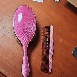 Sterling British Guilloche Brush And Comb Set I